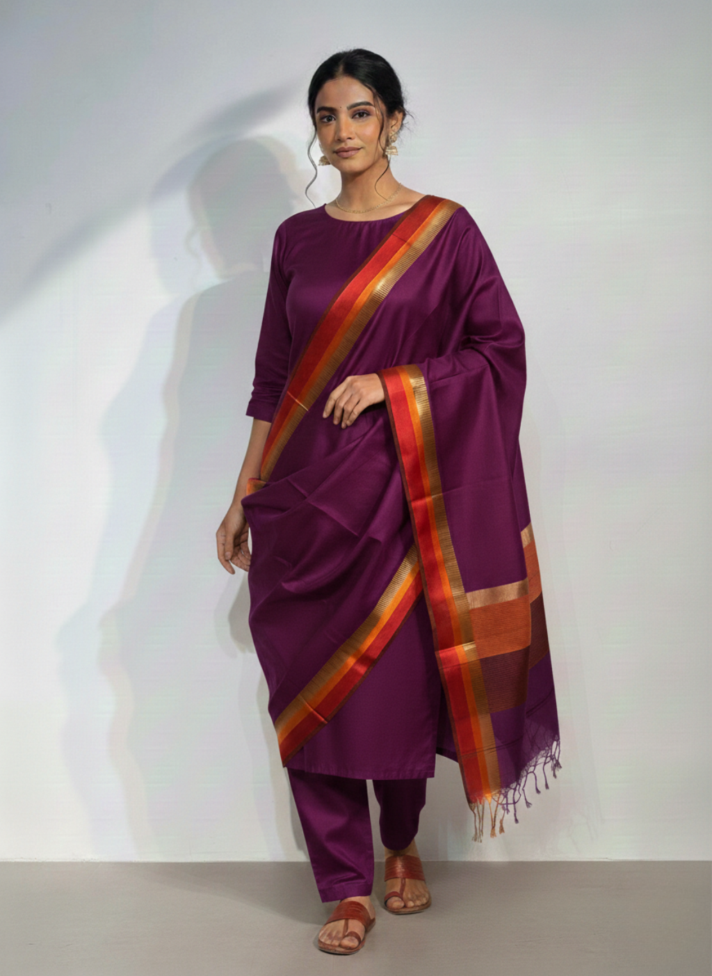 Maheshwari Resham Weaving Dupatta Set