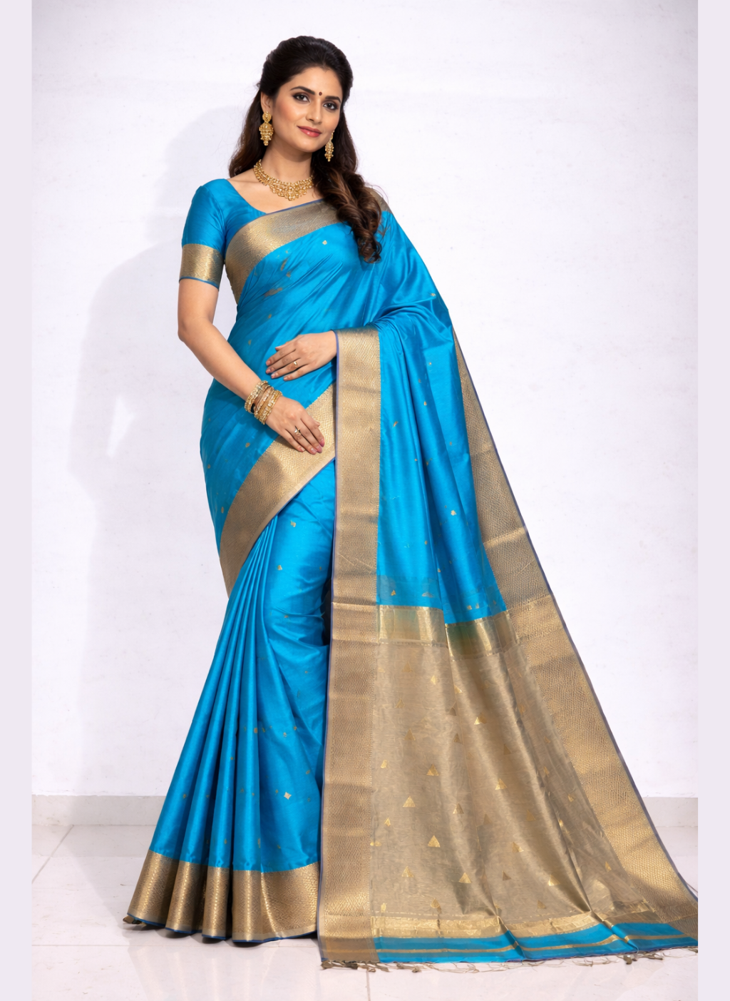 Maheshwari Half Cotton Silk Zari Weaving Saree