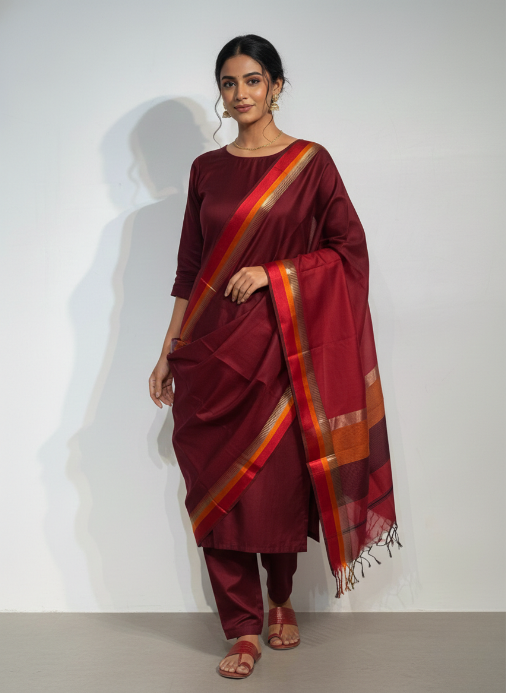 Maheshwari Resham Weaving Dupatta Set