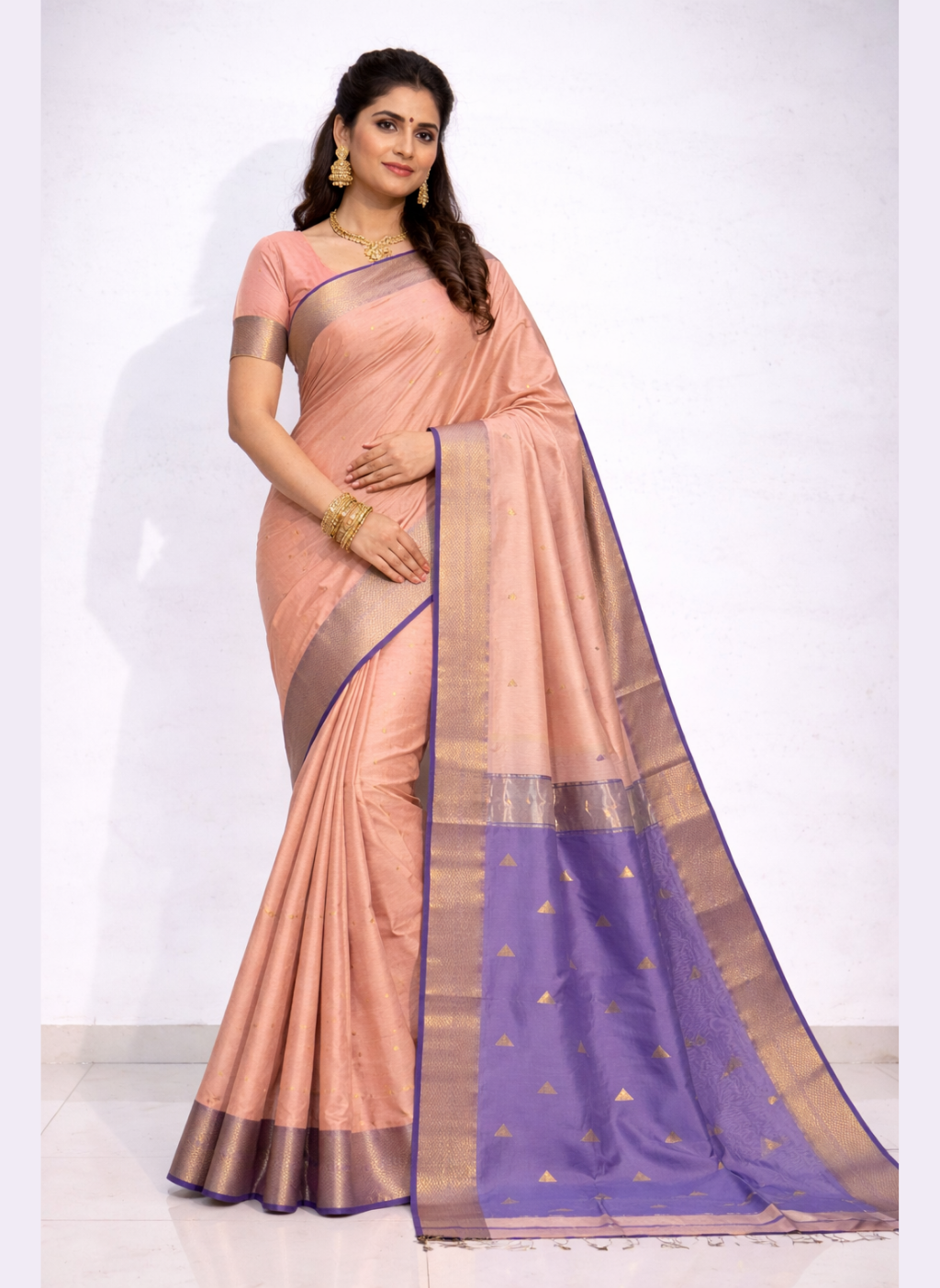Maheshwari Half Cotton Silk Zari Weaving Saree