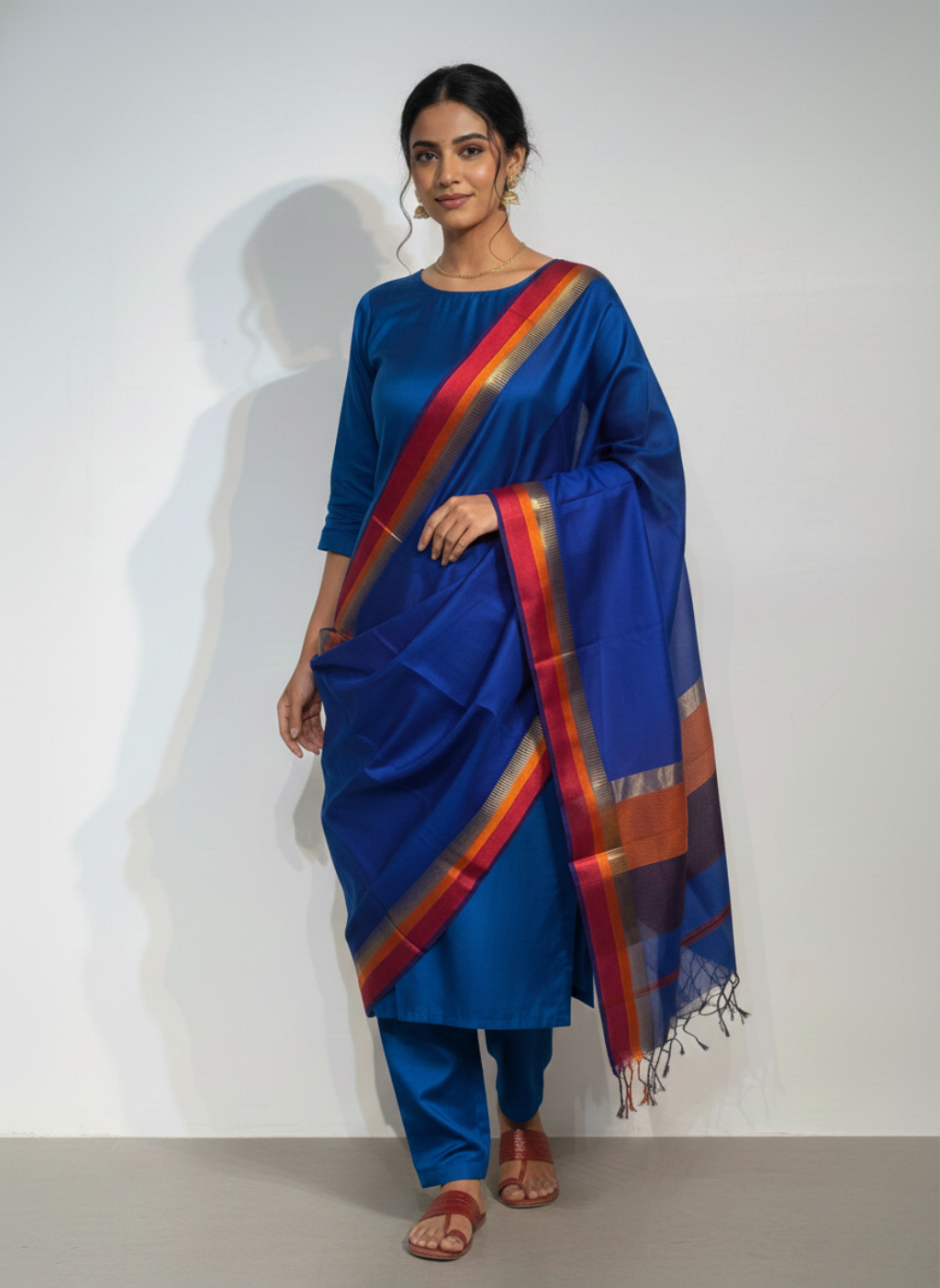 Maheshwari Resham Weaving Dupatta Set