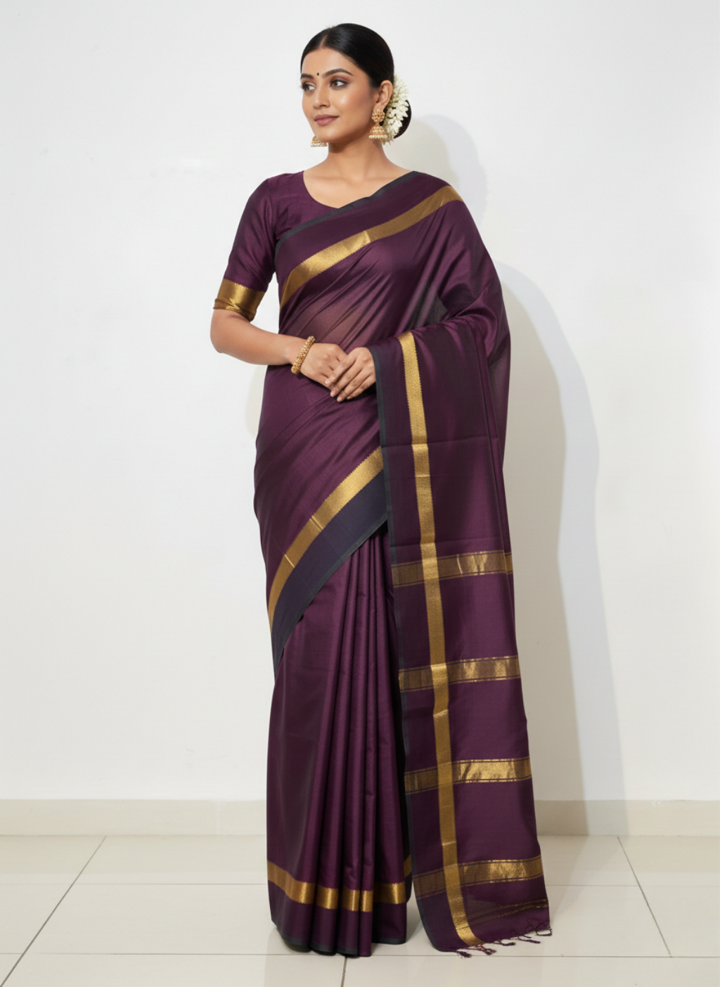 Maheshwari  Silk Rewa Border Saree