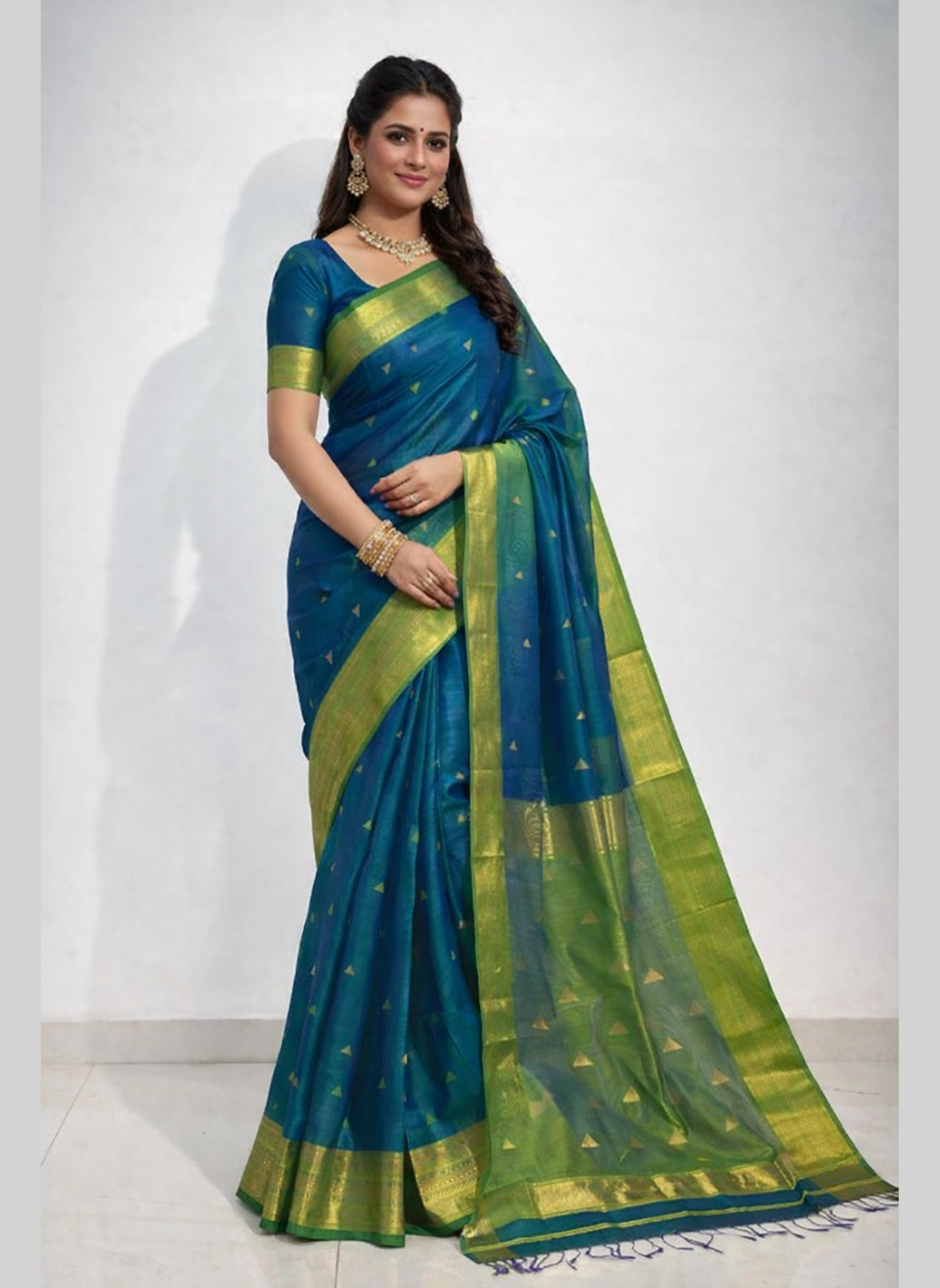 Maheshwari Half Cotton Silk Zari Weaving Saree