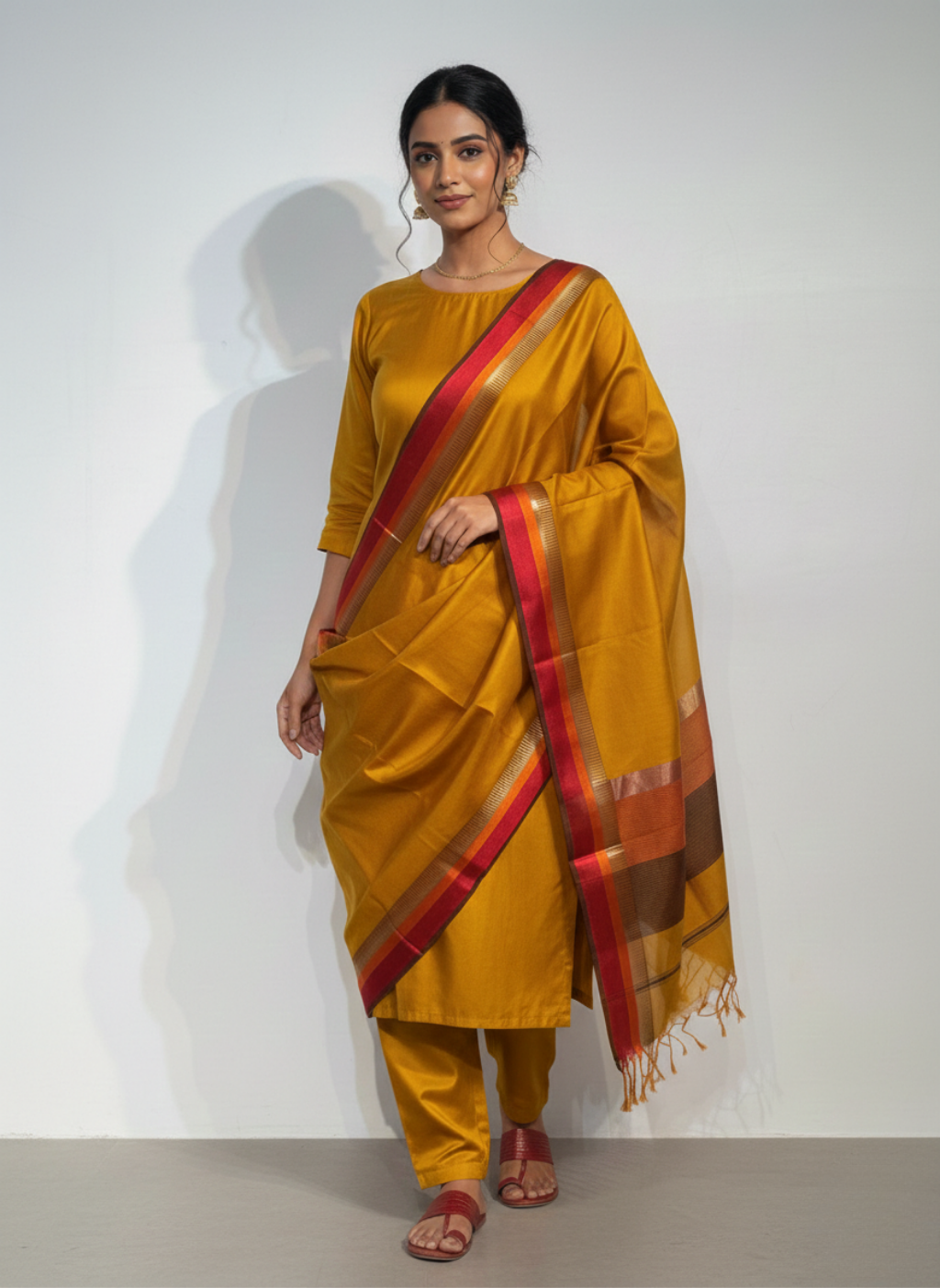 Maheshwari Resham Weaving Dupatta Set