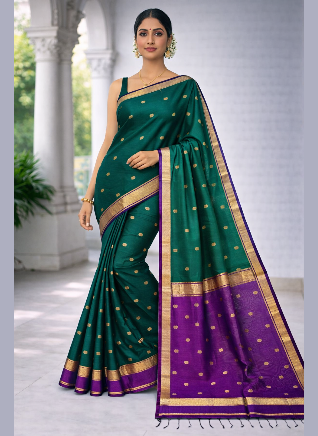 Maheshwari half cotton half silk zari weaving border