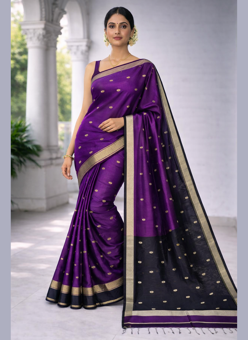 Maheshwari half cotton half silk zari weaving border