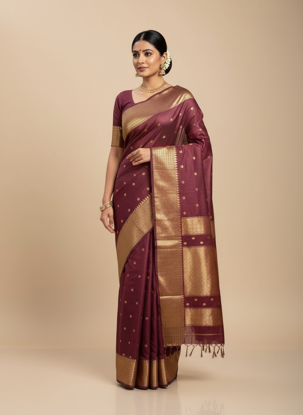 Maheshwari Pure Tissue Silk Zari Weaving Saree