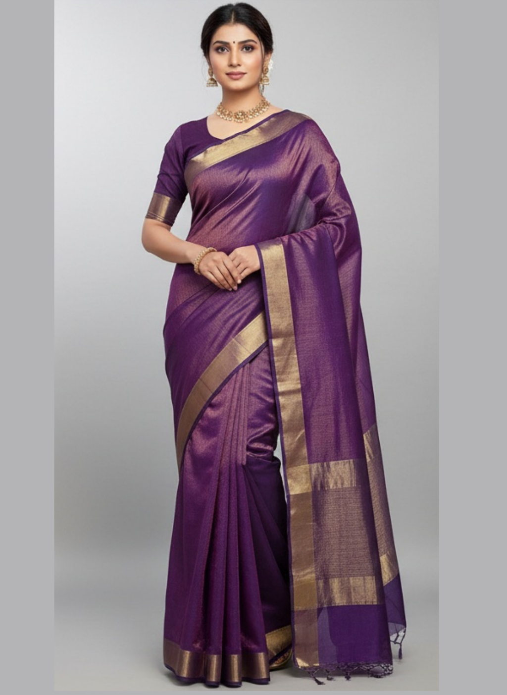 Maheshwari Pure Tissue Check Weave Saree