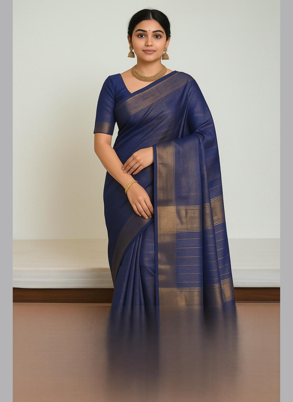 Maheshwari Pure Tissue Check Weave Saree