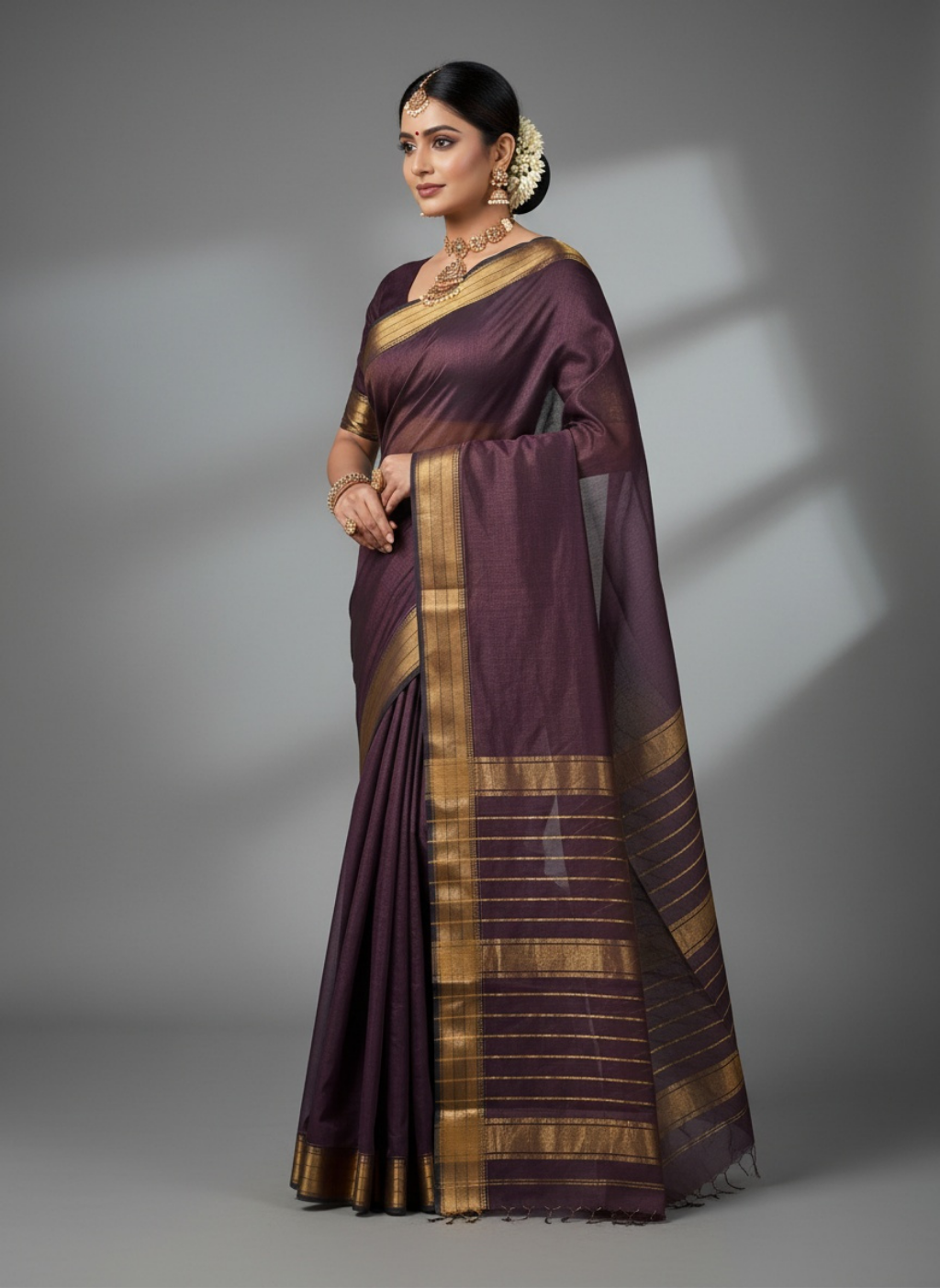 Maheshwari Pure Tissue Silk Rich Pallu Saree