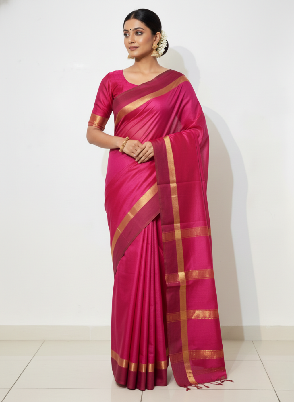 Maheshwari  Silk Rewa Border Saree