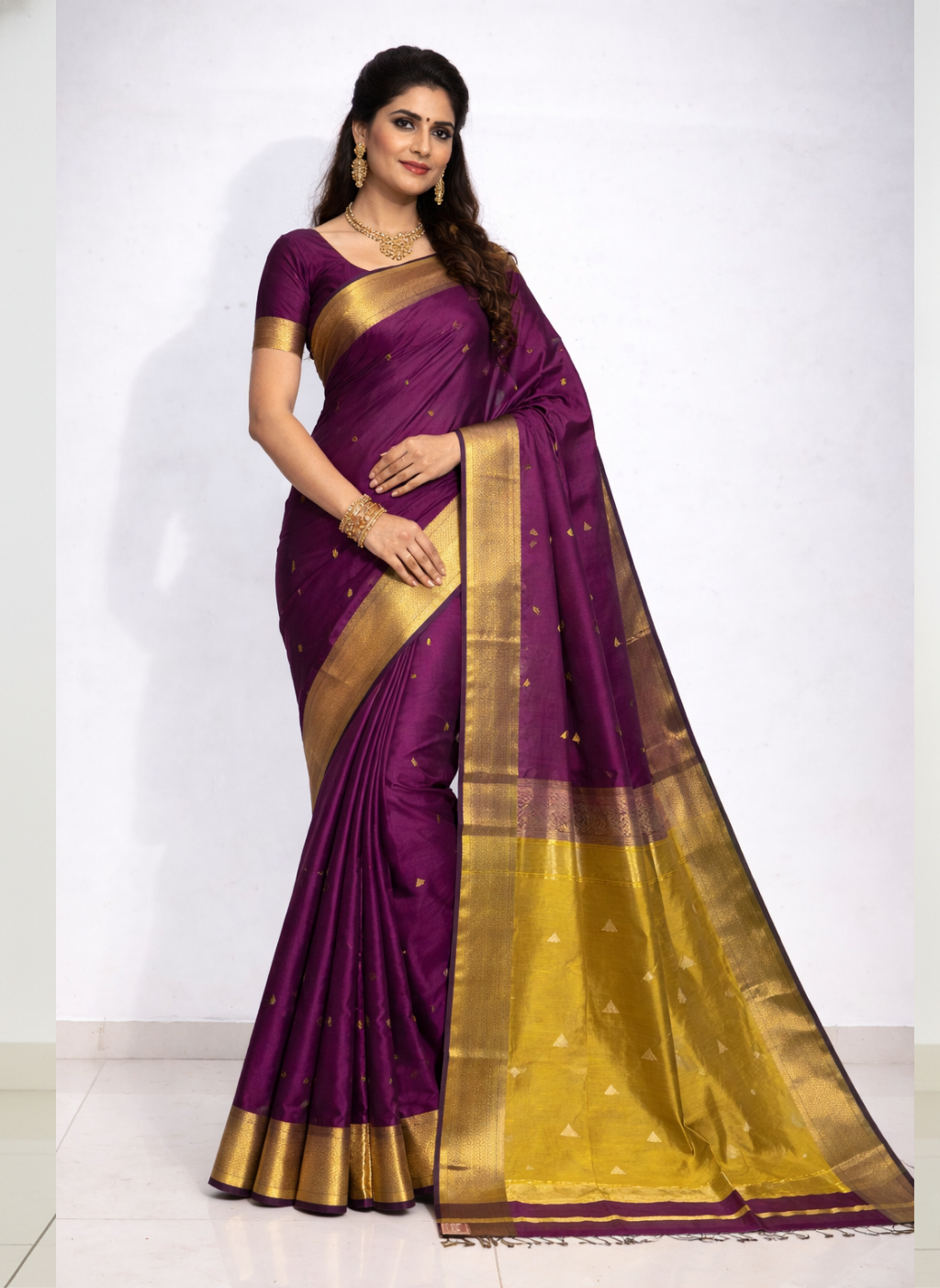 Maheshwari Half Cotton Silk Zari Weaving Saree