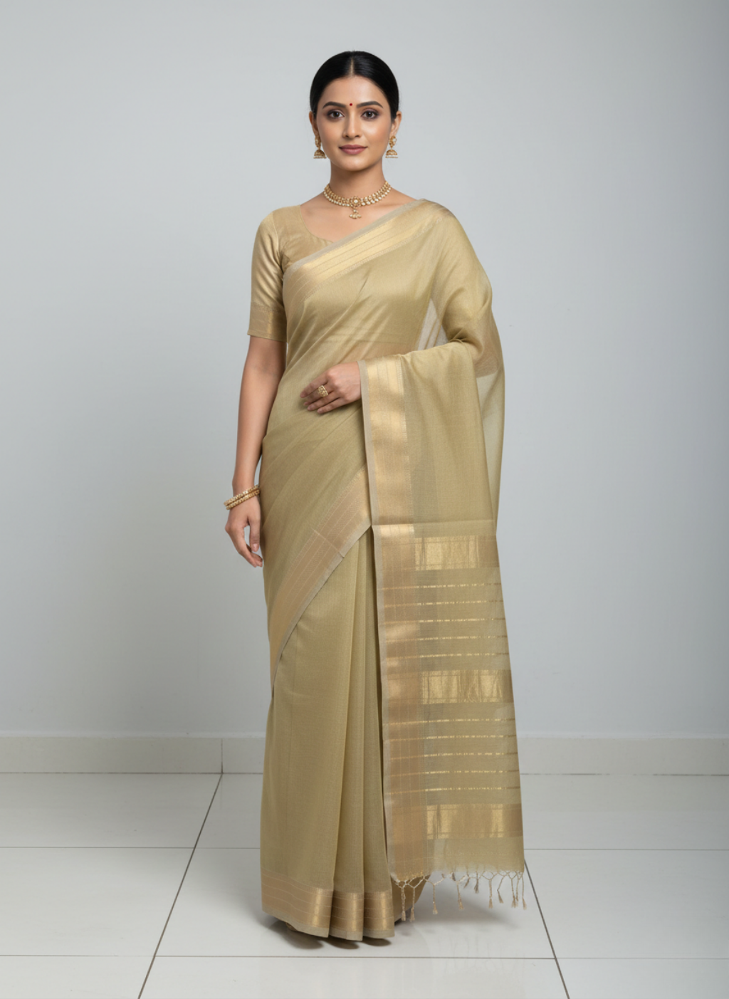 Maheshwari Pure Tissue Silk Rich Pallu Saree