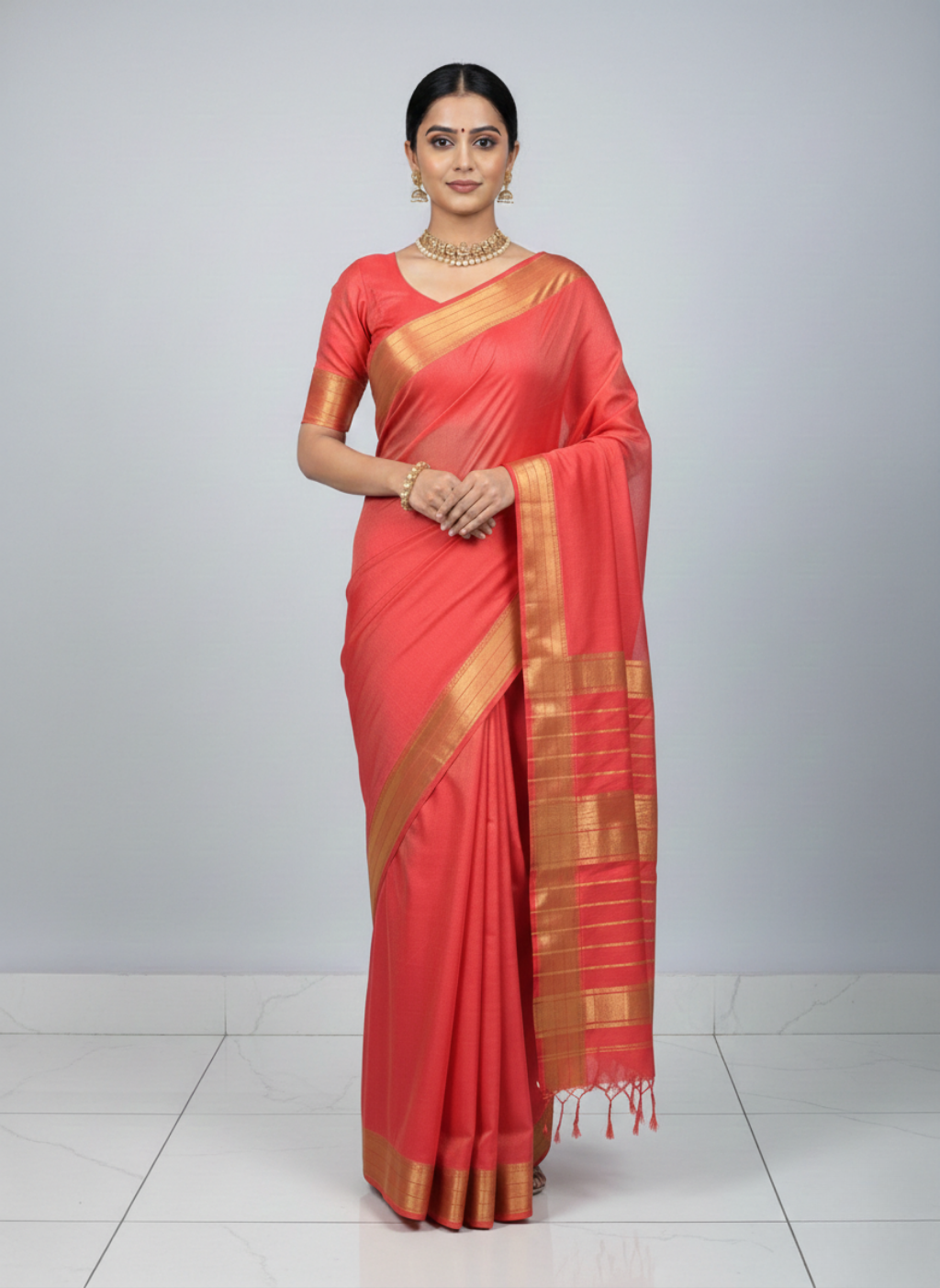 Maheshwari Pure Tissue Silk Rich Pallu Saree