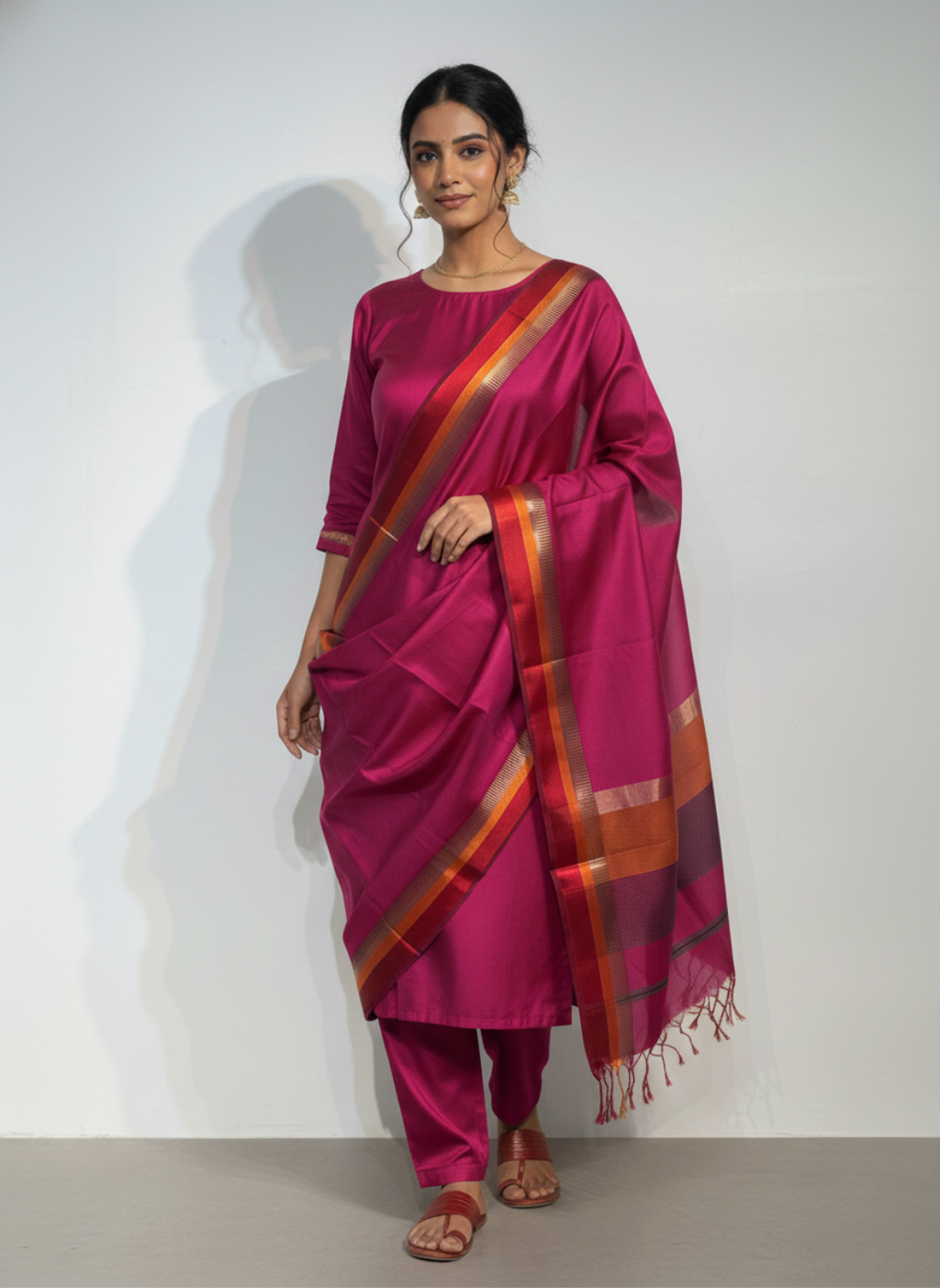 Maheshwari Resham Weaving Dupatta Set