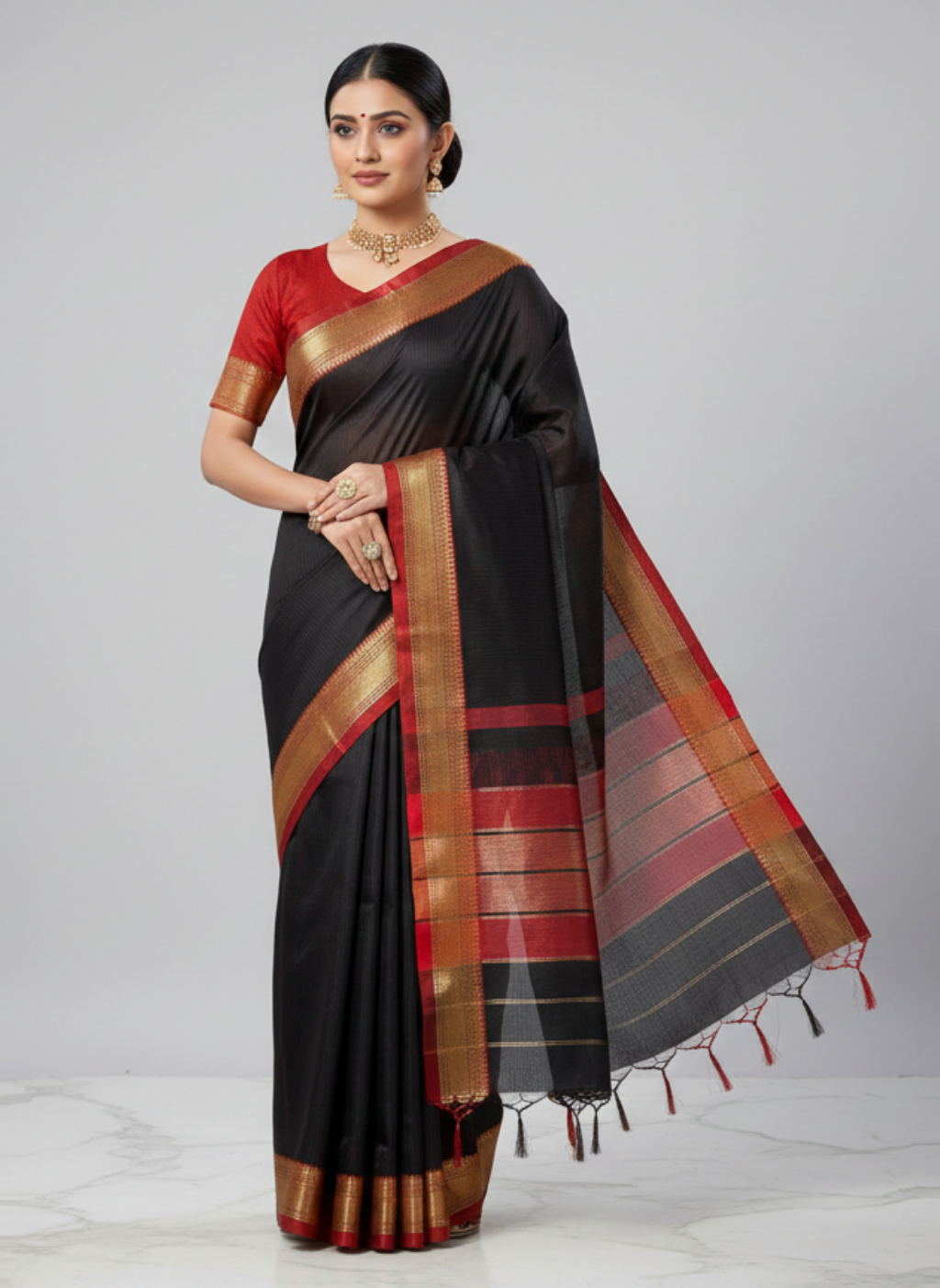 Maheshwari Cotton Silk Rewa Border Saree