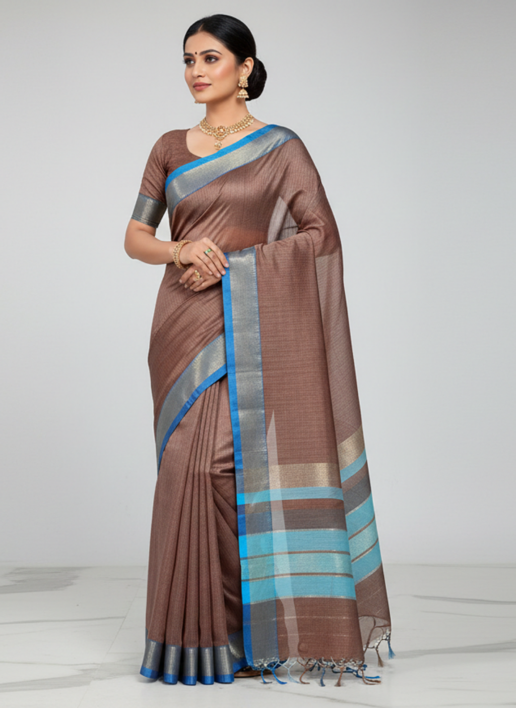Maheshwari Cotton Silk Rewa Border Saree