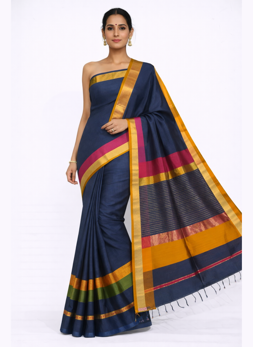 Maheshwari Cotton Silk Ganga Jamuna Border Saree