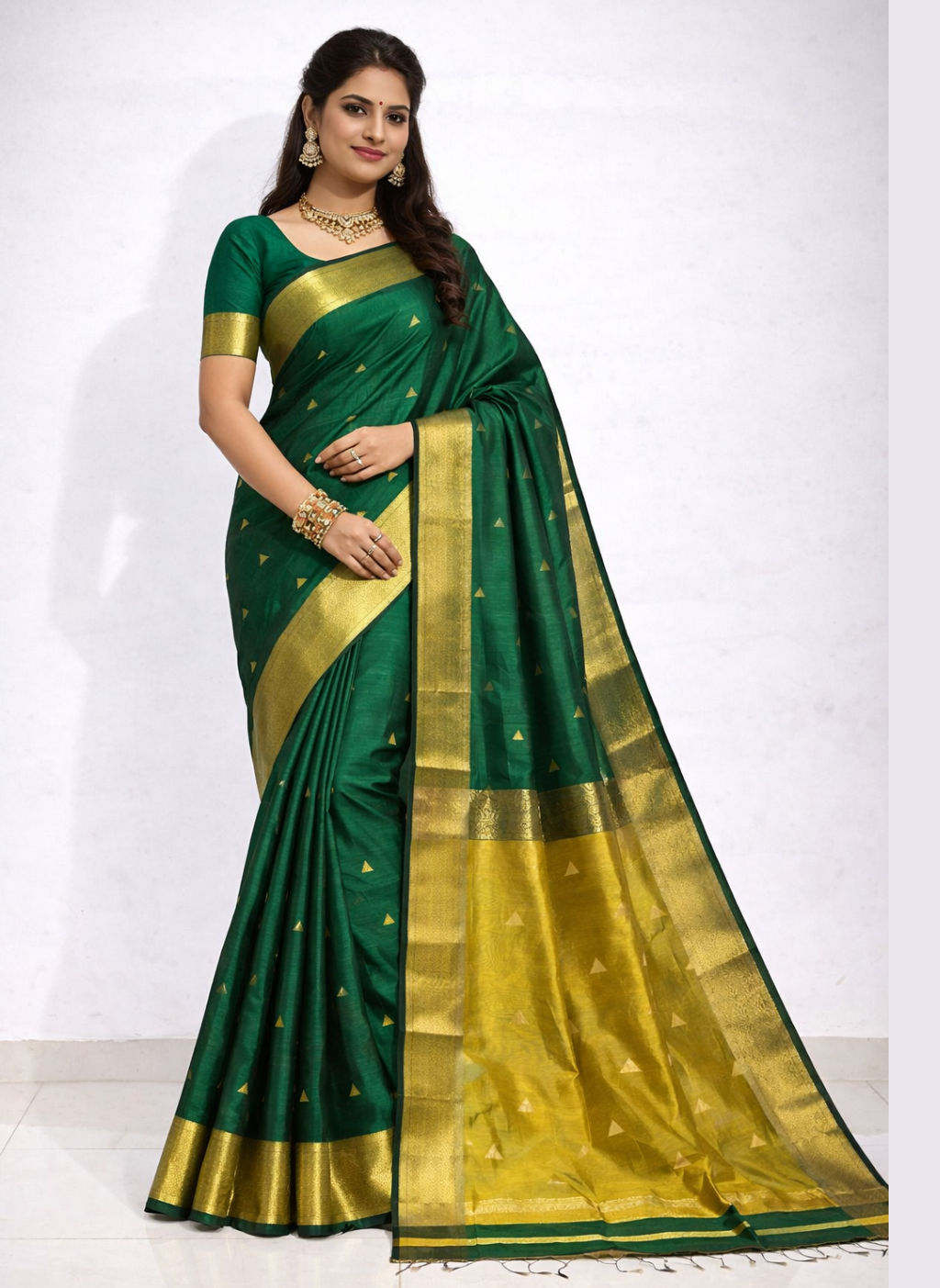 Maheshwari Half Cotton Silk Zari Weaving Saree