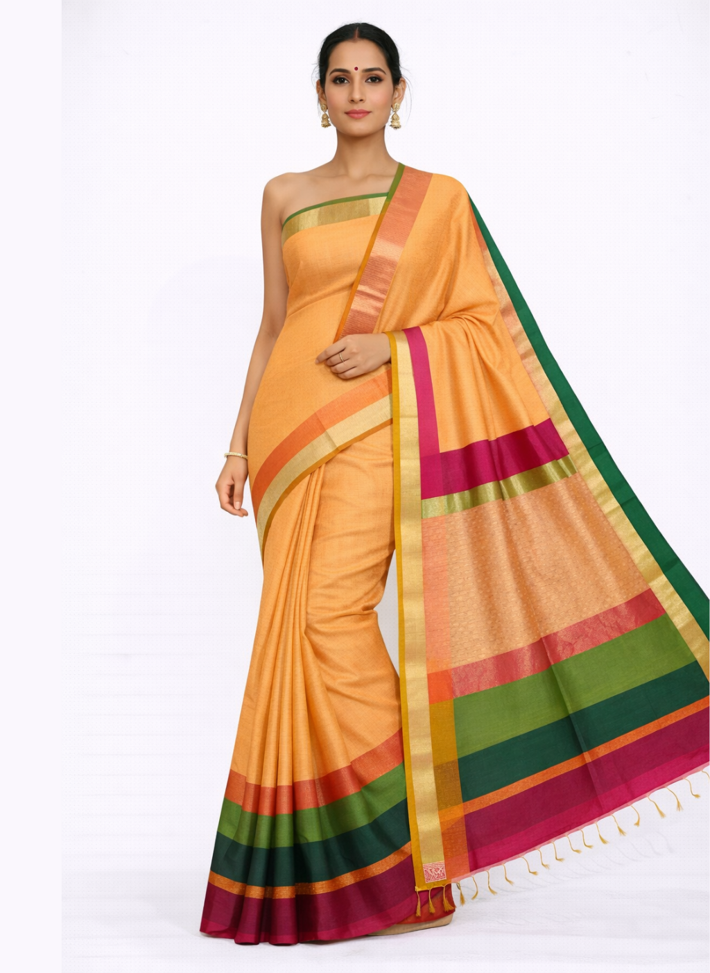 Maheshwari Cotton Silk Ganga Jamuna Border Saree