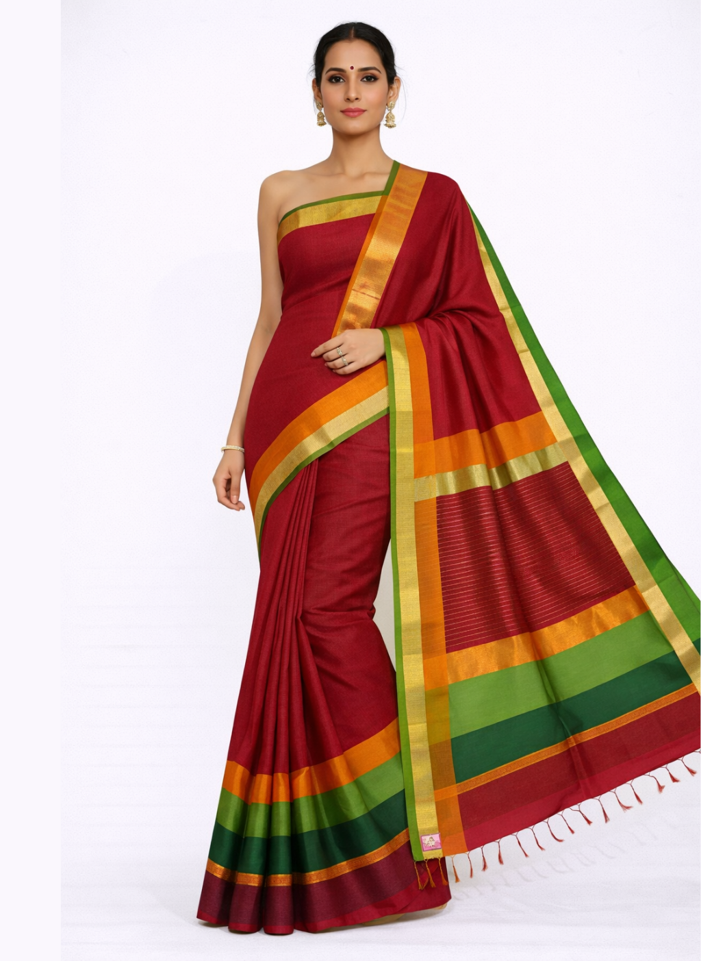 Maheshwari Cotton Silk Ganga Jamuna Border Saree