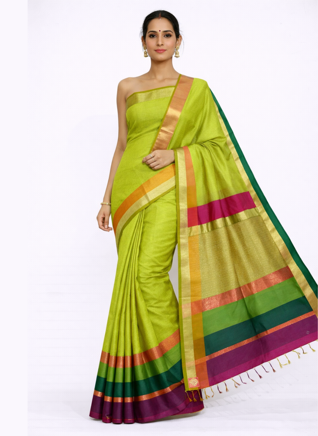 Maheshwari Cotton Silk Ganga Jamuna Border Saree