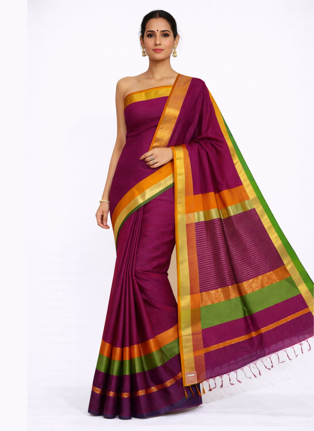 Maheshwari Cotton Silk Ganga Jamuna Border Saree
