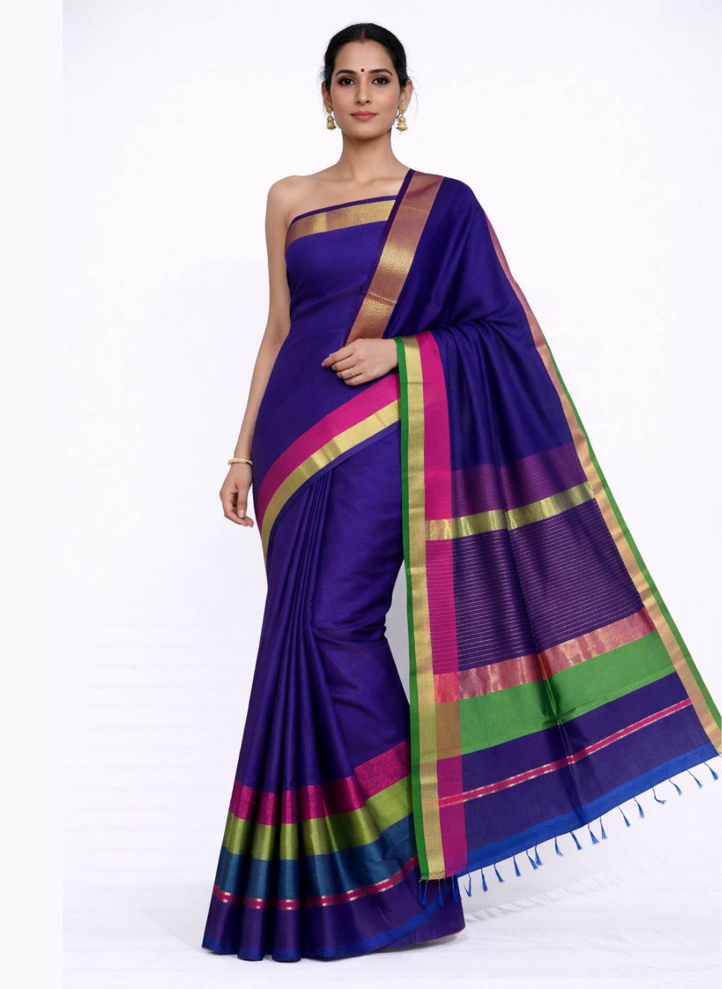 Maheshwari Cotton Silk Ganga Jamuna Border Saree