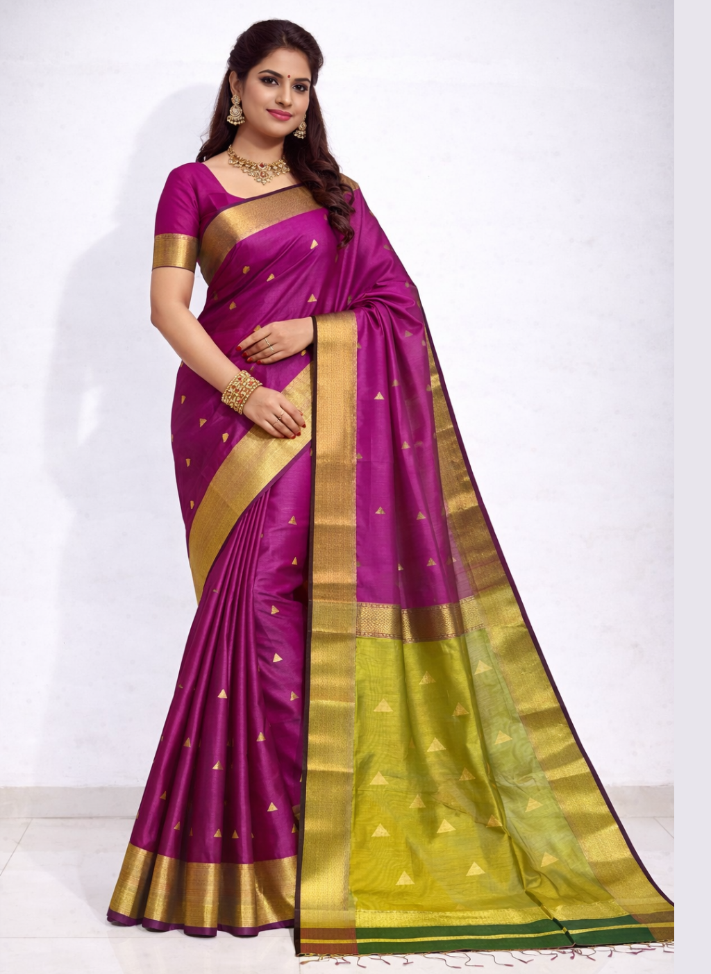 Maheshwari Half Cotton Silk Zari Weaving Saree