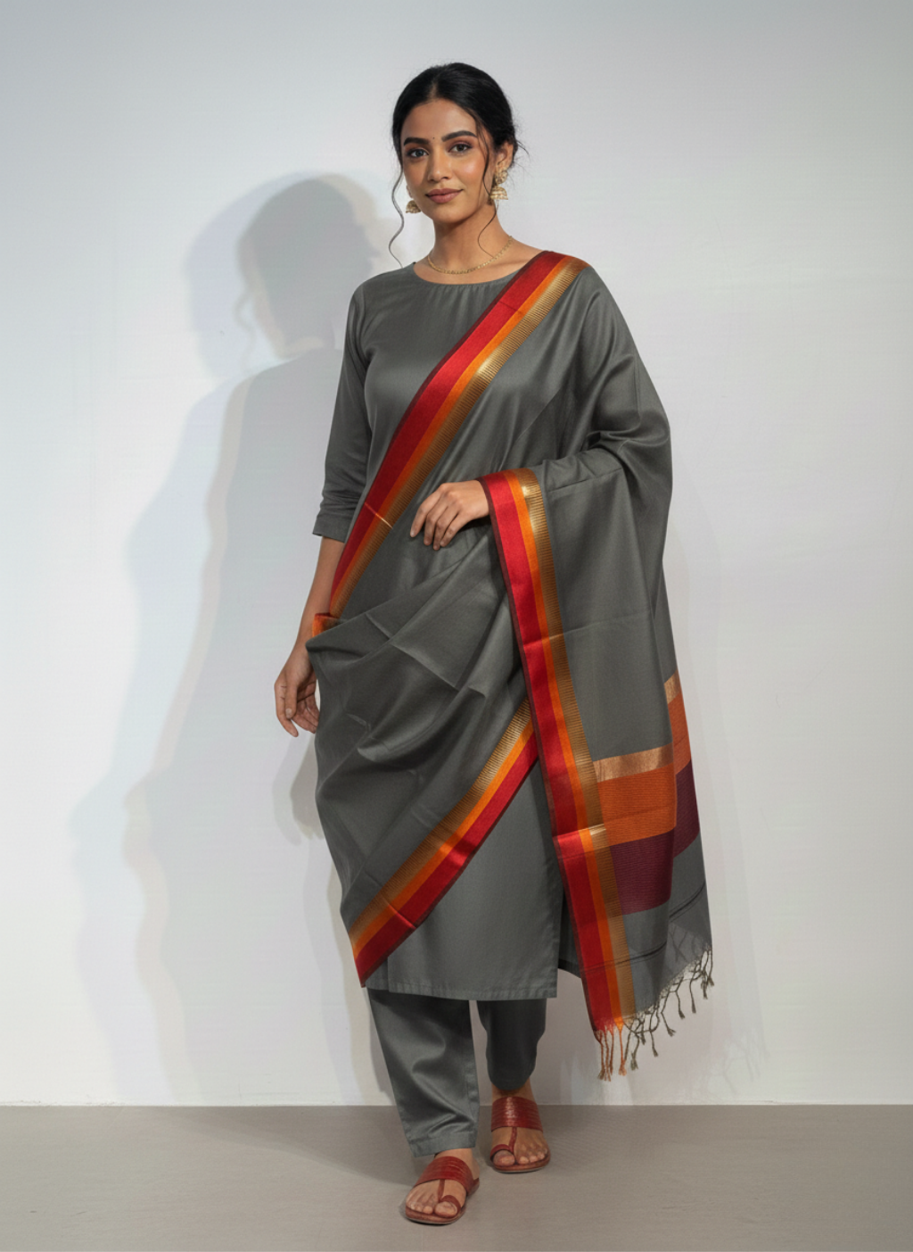 Maheshwari Resham Weaving Dupatta Set