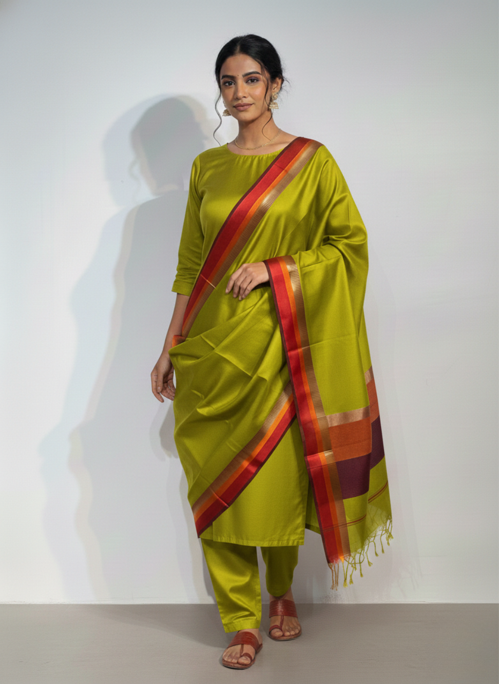 Maheshwari Resham Weaving Dupatta Set