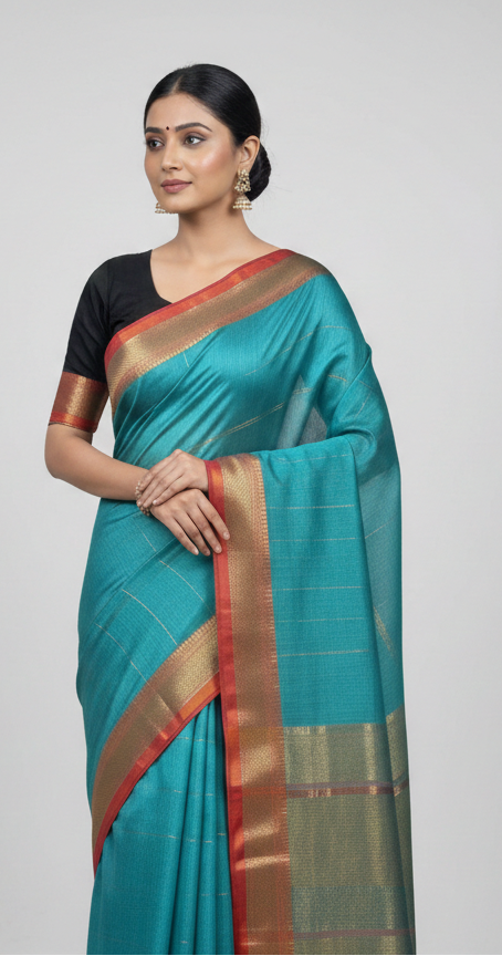 Maheshwari Cotton Silk Rewa Border Saree