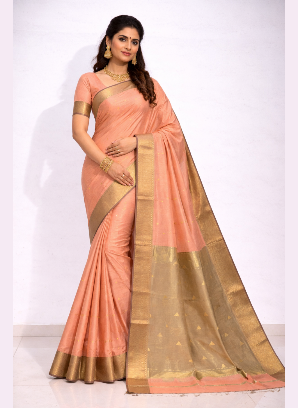 Maheshwari Half Cotton Silk Zari Weaving Saree